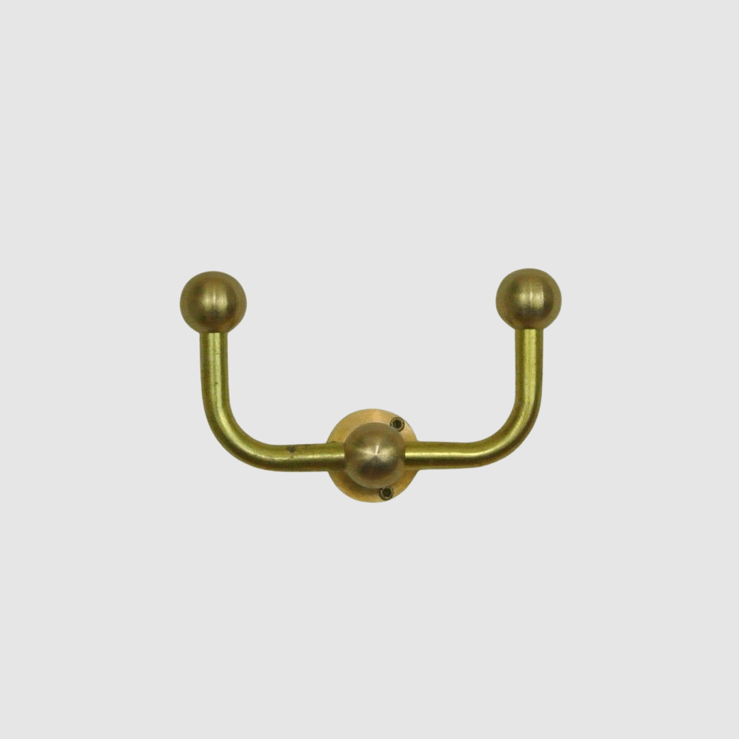 Hammered Double Robe Hook - Antique Brass