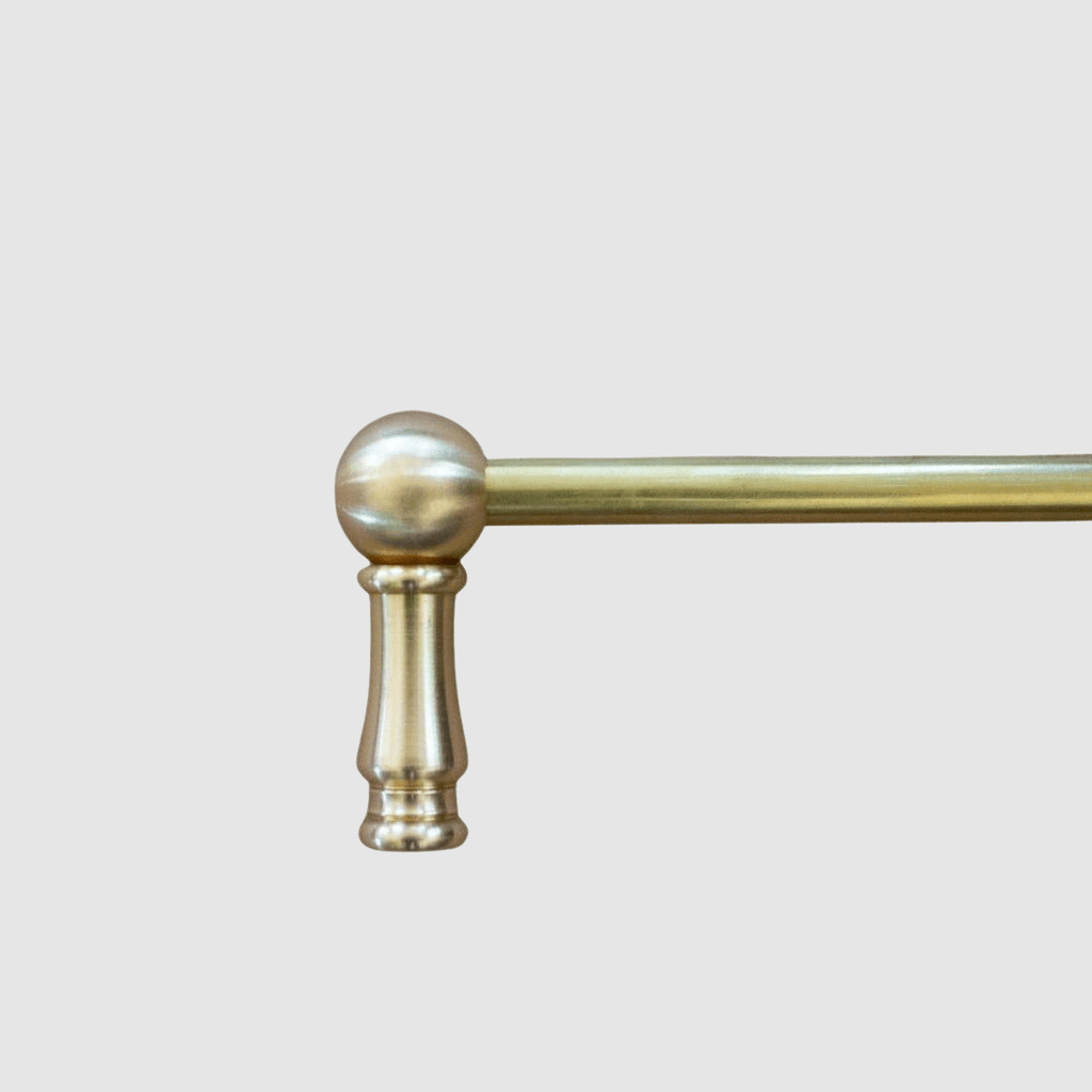 Classic Ball Brass Gallery Shelf Rail - Thru Post / Polished Unlacquered  Brass