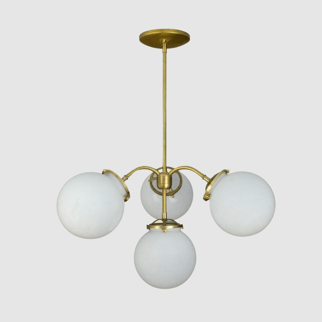 Brass Chandelier With Glass Globes
