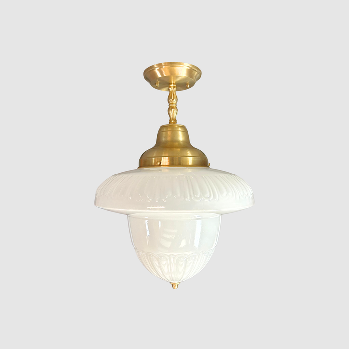 Antique Opaline Semi Flush Mount Light Fixture