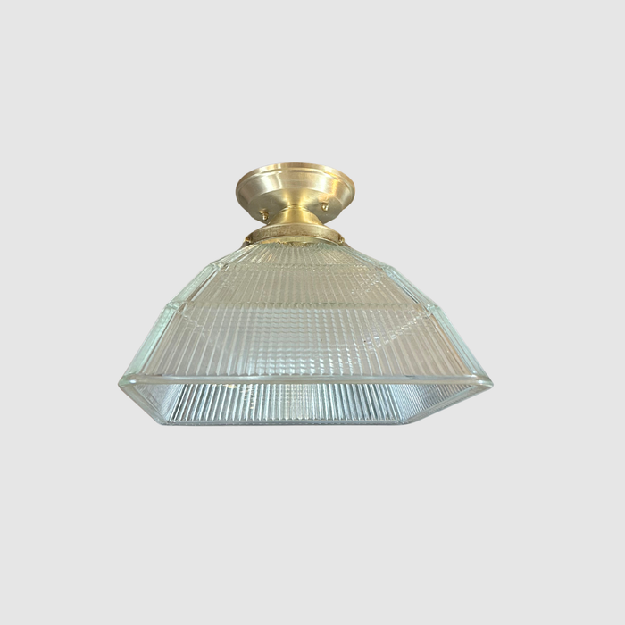 Antique Square Holophane Pendant Light Fixture