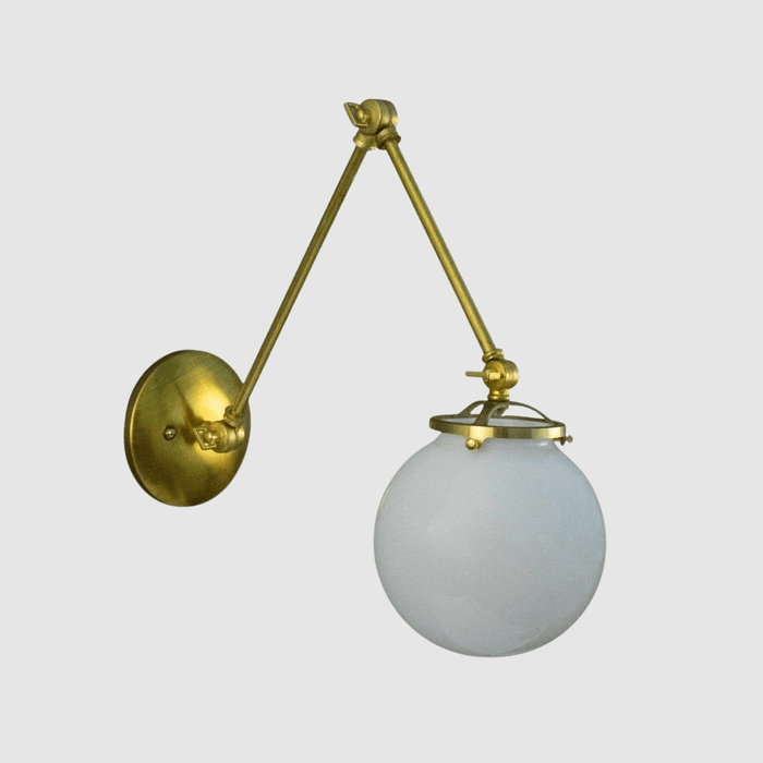 Articulating Library Sconce w/ Glass Globe Shade - Pepe & Carols