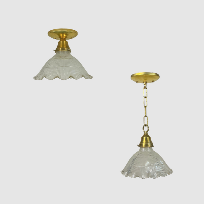 Holophane Glass Hanging Light Fixture