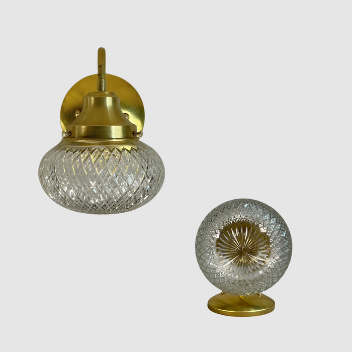 Pressed Glass Short Globe Pin Up Wall Sconce