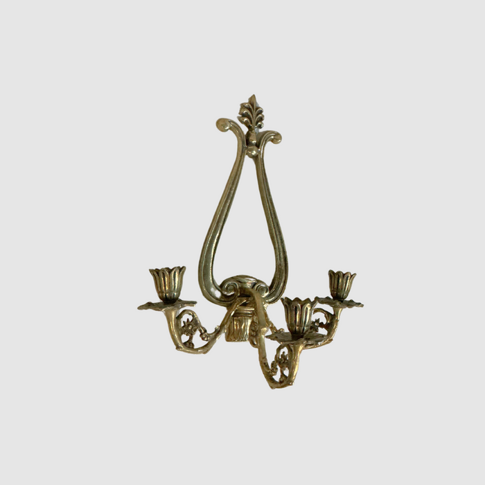 Ornate Brass Wall Candle Sconce