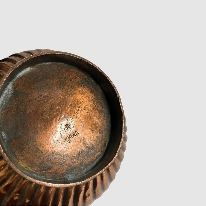 Antique Ribbed Copper Bowl