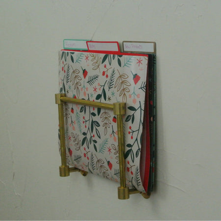 Brass Wall Mount Magazine Rack - File Folder Holder - Pepe & Carols